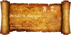 Mihók Karina névjegykártya